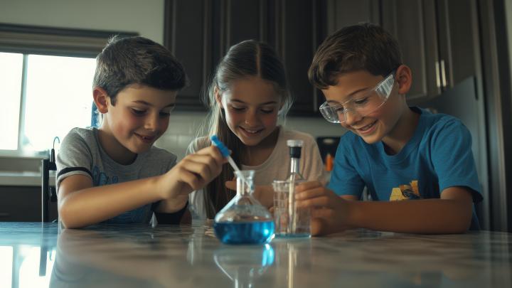 Niños haciendo experimentos de ciencia