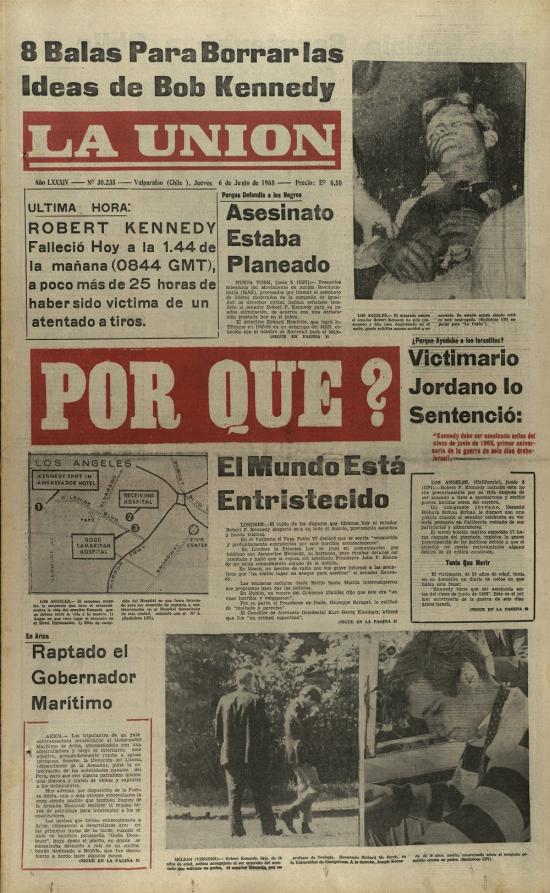 Una emblemática portada del Diario La Unión de Valparaíso